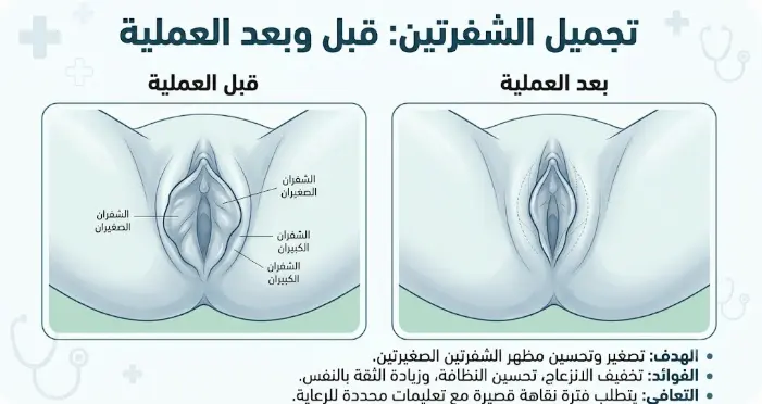 عملية تجميل الشفرتين قبل وبعد بالصور